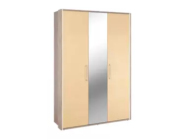 BOX 3 ajtós tükrös szekrény magasfényű cappoccino ajtókkal, L140