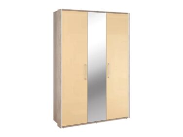 BOX 3 ajtós  tükrös szekrény matt krém fronttokkal, L140
