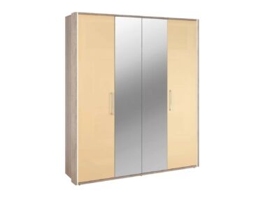 BOX 4 ajtós tükrös szekrény magasfényű cappuccino ajtókkal, L180
