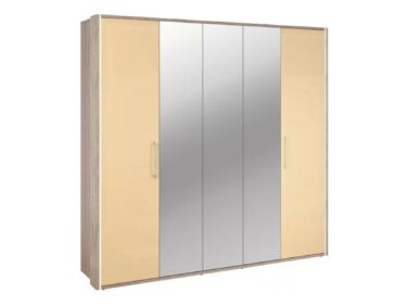 BOX 5 ajtós tükrös szekrény matt krém frontokkal, L220