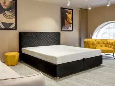 Cubo ágy steppelt fejvéggel, 140x200, sötétszürke színben, különleges, Ambiente szövettel