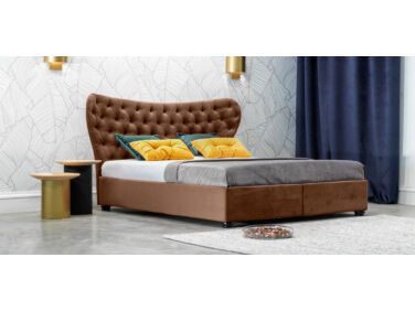Damasc Chester kárpitozott ágy 140x200, barna színben, különleges, Ambiente azövettel