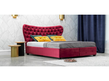 Damasc Chester kárpitozott ágy 140x200, bordó színben, különleges, Ambiente szövettel