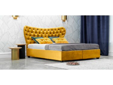 Damasc Chester kárpitozott ágy 160x200, sárga színben, különleges, Ambiente szövettel