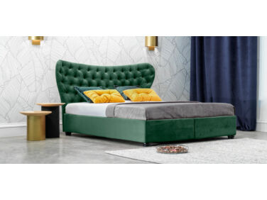 Damasc Chester ágy 140x200 smaragdzöld színben, különleges, Ambiente szövettel