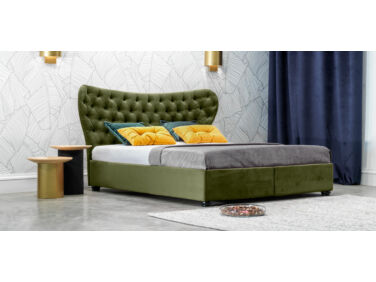 Damasc Chester ágy 180x200, zöld színben, különleges, Ambiente szövettel