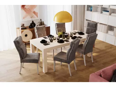 LEGANO nyitható asztal kasmír színben + 6 db ALASKA szék összeállítás