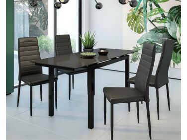 ARENA fekete asztal és 4db SILOUETTE fekete szék összeállítás
