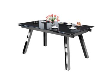 BROOKLYN 10 személyes nyitható asztal fekete márvány színű üveglappal