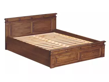 Ágyneműtartós, pácolt fenyő ágy, 140x200, MS-96
