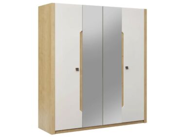 SMART 4 ajtós szekrény, 2 magasfényű fehér, 2 tükörajtóval, L192