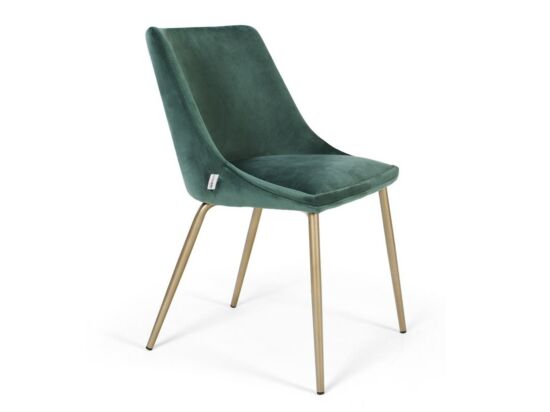 Alberta szék sötétzöld színben, fém lábbal, különleges, Ambiente szövettel