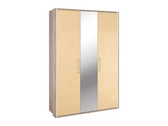 BOX 3 ajtós tükrös szekrény matt cappuccino ajtókkal, L140