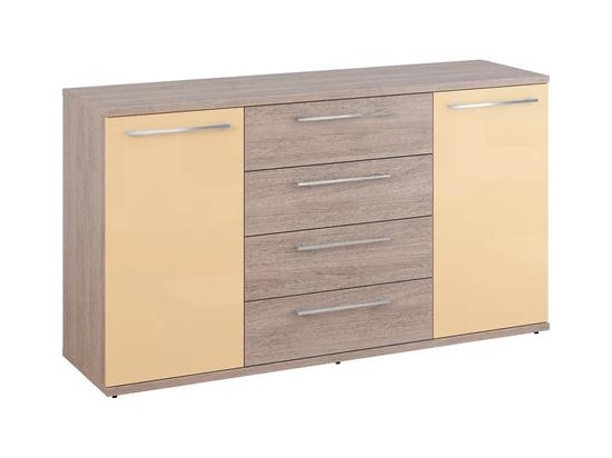 BOX kombi komód magasfényű cappuccino ajtókkal, L140