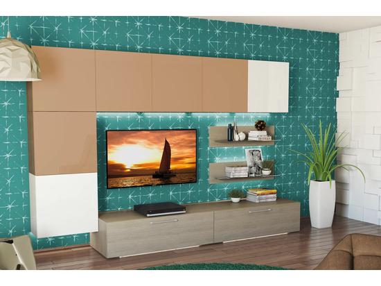 BOX nappali összeállítás L300 matt cappuccino/magasfényű fehér 5.