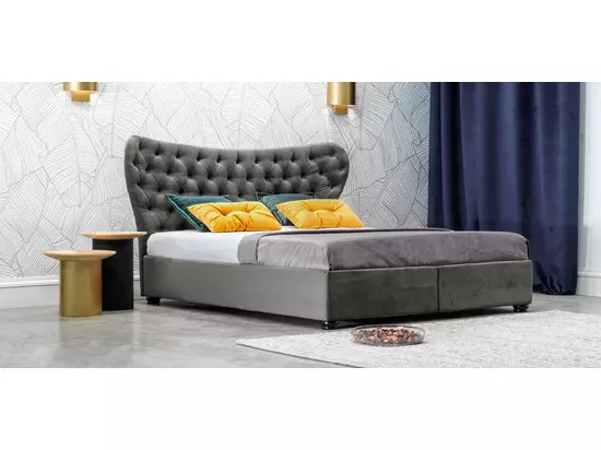 Damasc Chester ágy, szürke színben, 160x200, időtálló, Classic szövettel
