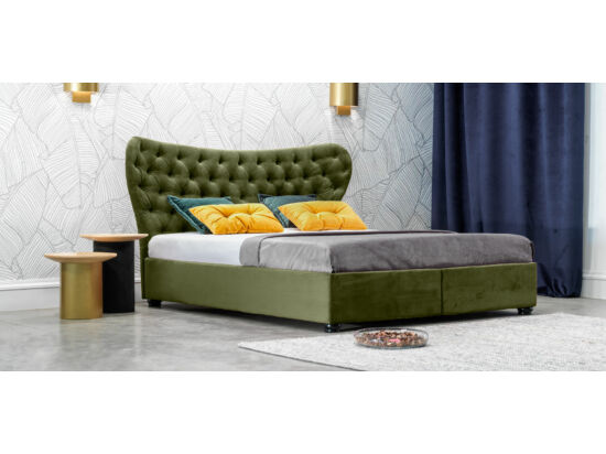 Damasc Chester ágy 140x200, zöld színben, különleges, Ambiente szövettel