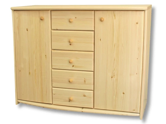 2 ajtós, 5 fiókos, 90 cm magas borovi fenyő komód LZ-30