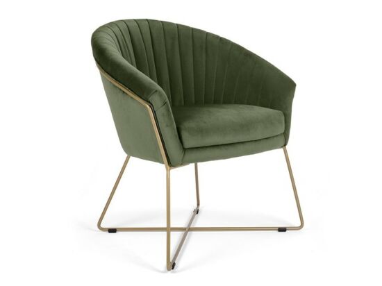 Felice szék fém lábbal, sötétzöld színben, különleges, Ambiente szövettel