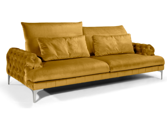 Galla chester kanapé mustár színben különleges, Ambiente szövettel