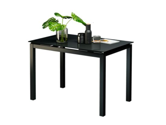 ARENA 8 személyes nyitható asztal fekete színű üveglappal