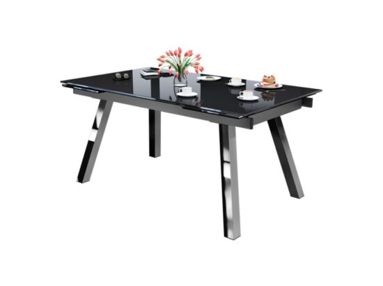 BROOKLYN 10 személyes nyitható asztal fekete márvány színű üveglappal