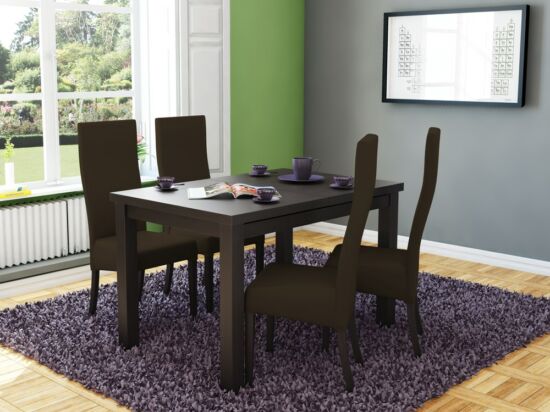 MIRACCO 8 személyes nyitható asztal és 4db ERGO barna szék összeállítás