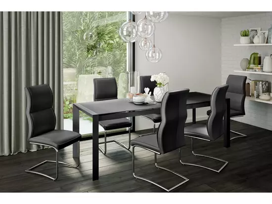 NEW YORK 10 személyes nyitható asztal fekete színben + 6 db fekete színű ULYSSE szék