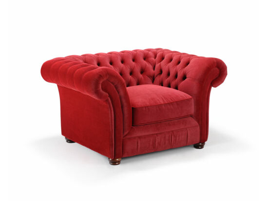 London Chesterfield piros kis fotel