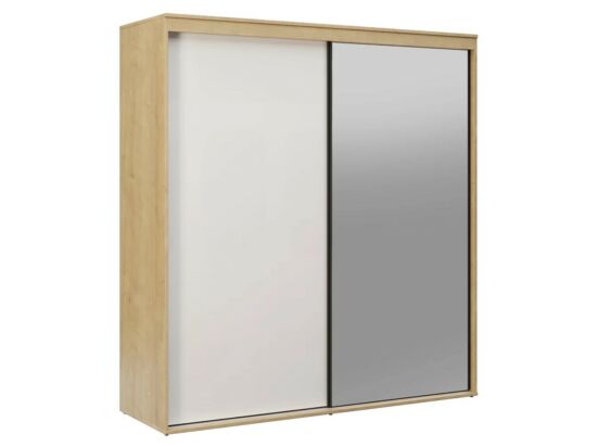 SMART tolóajtós szekrény, 1 magasfényű fehér, 1 tükörajtóval, L199